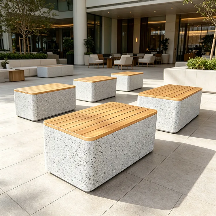 เชิงพาณิชย์ FRP Terrazzo Cube Bench