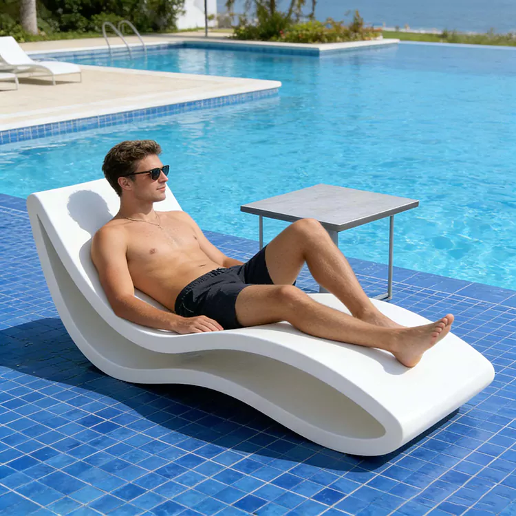 Waterproof Fiberglass Poolside UV Resistant Outdoor Lounger